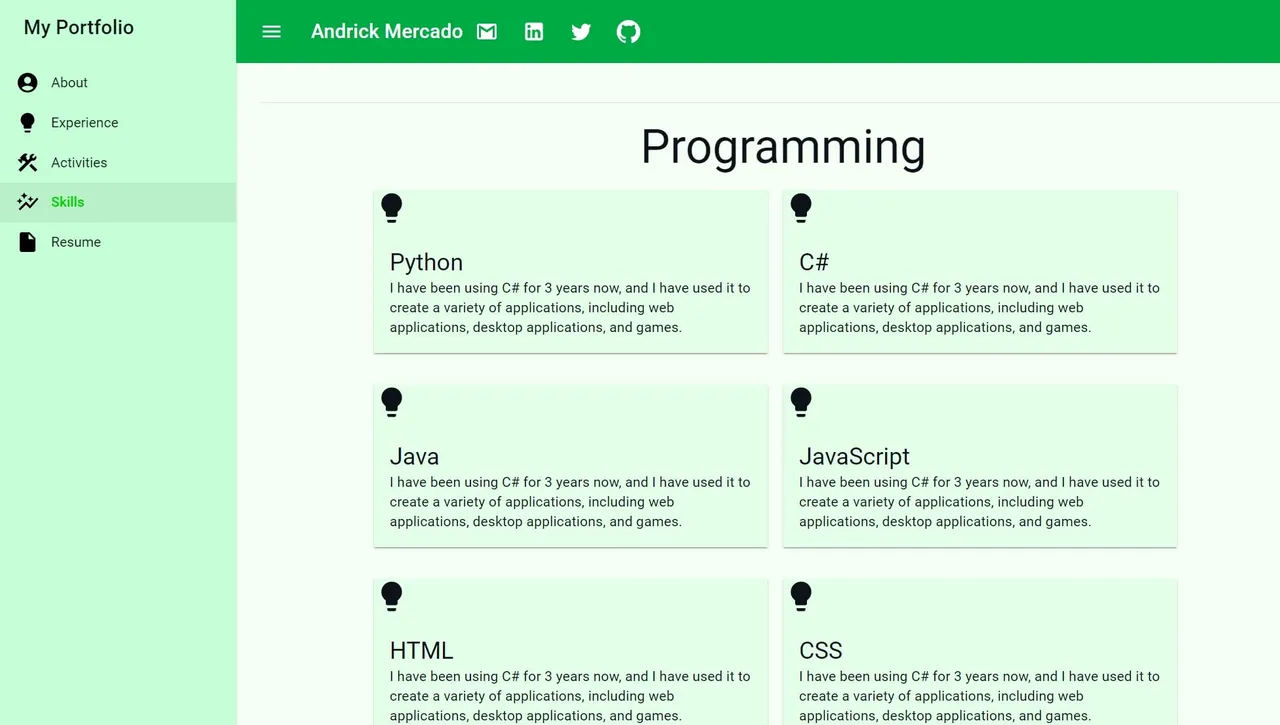 Reusable Portfolio Website