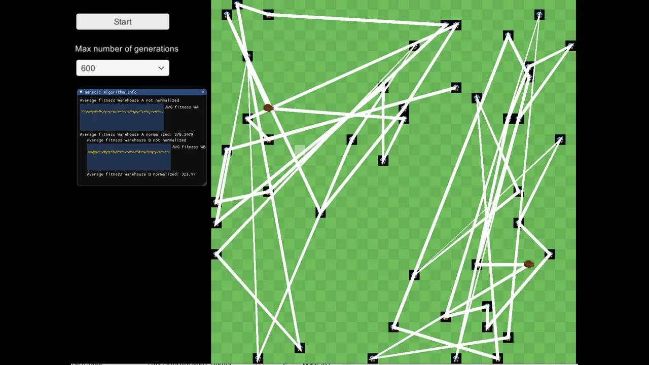 Genetic Algorithm to Optimize Two Paths